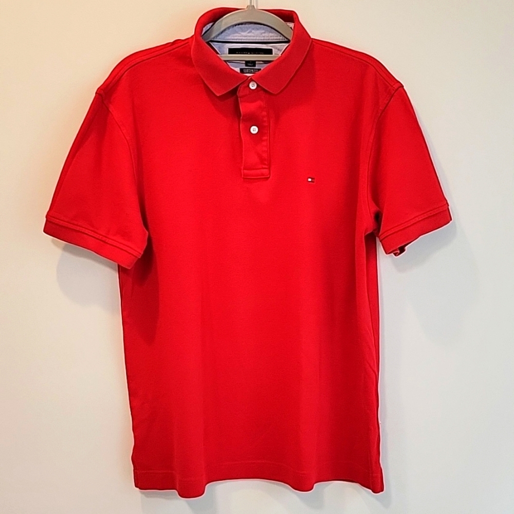 Tommy Hilfiger Classic Shortsleeve Red Cotton Polo Shirt Large